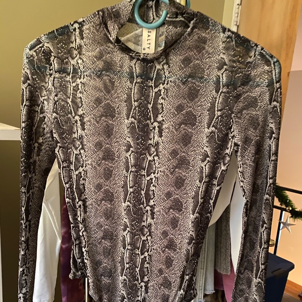 Croc print mesh bodysuit